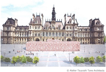 「FUROSHIKI PARIS」開催！巨大”ふろしき包み”がパリ市庁舎前に！